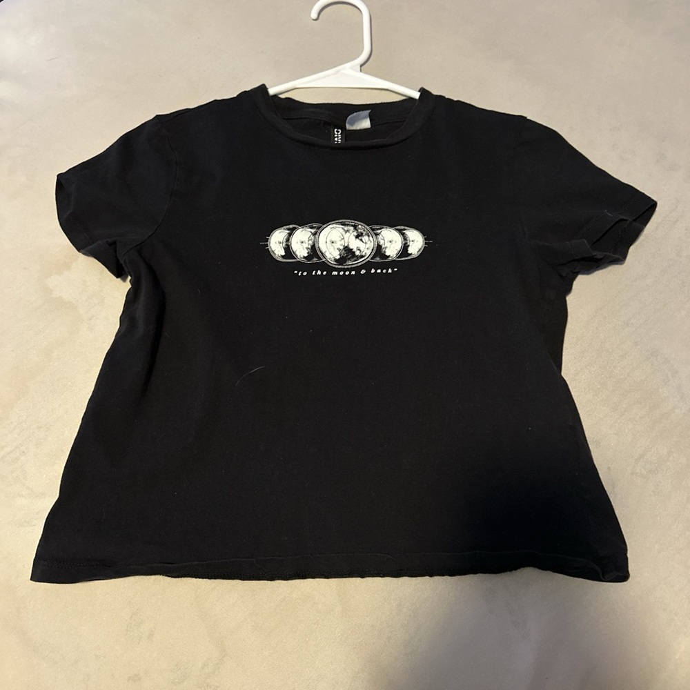 Divided Black Tee with Graphic Design